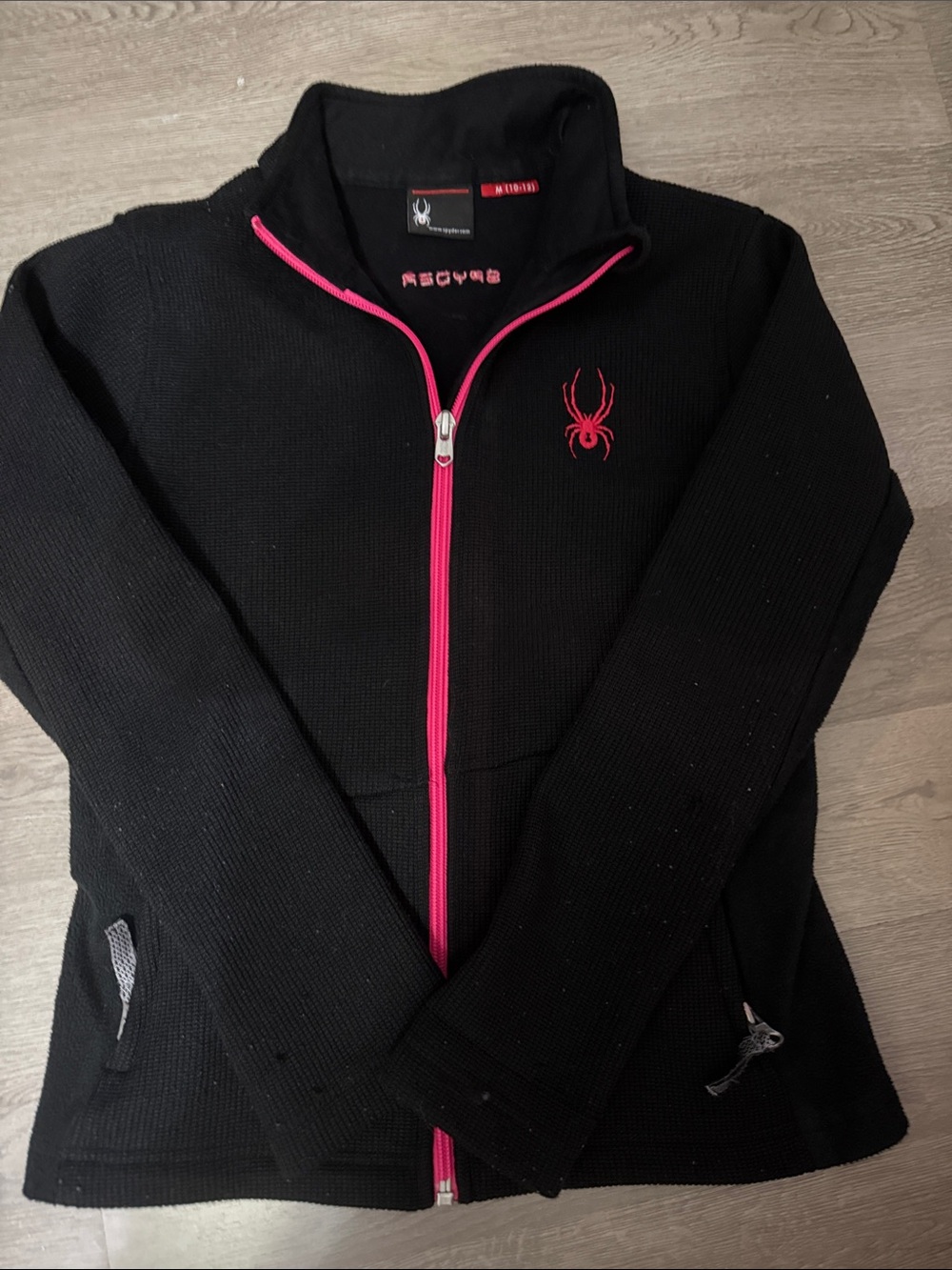 Spyder Black Fleece Jacket with Pink Accents